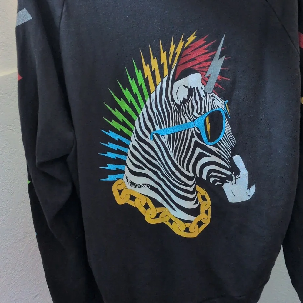 ✨ Lauren Moshi Lightweight Thermal Zebra Lightning Rainbow Hoodie Size L - Picture 5 of 8
